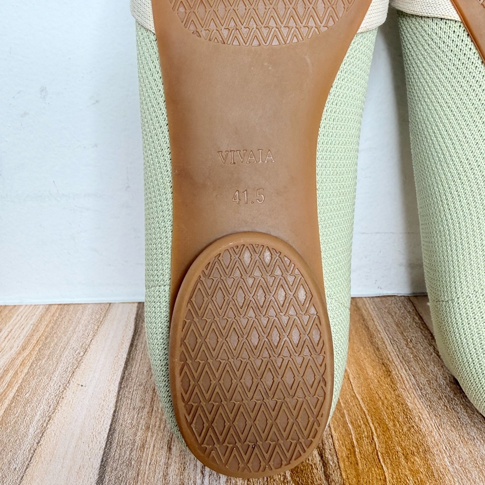 Vivaia Almond-Toe Knotted Flats (Bibi) Matcha/Ivory Cream Flats US Size 10 - Picture 9 of 11